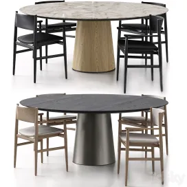 Neve chair with handles Materic table by Porro